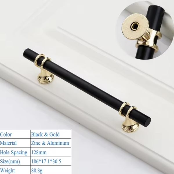 Rio black and Gold Modern Minimalist Cabinet Door Handles